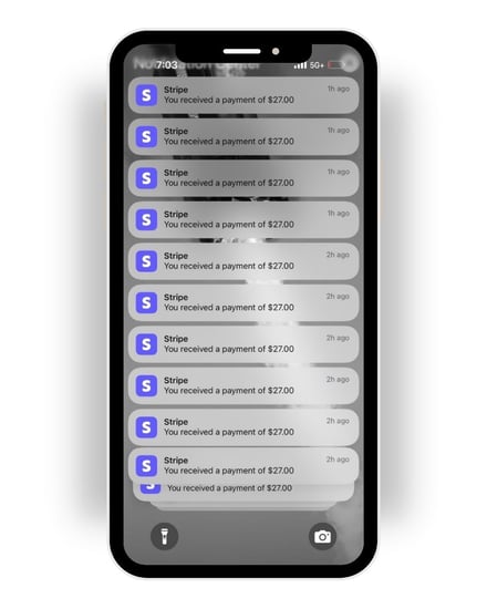 Stripe sales notifications on a mobile device